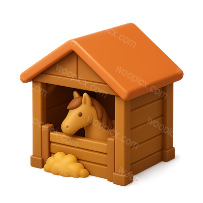 3D Icon of a Horse Shelter with Isometric View