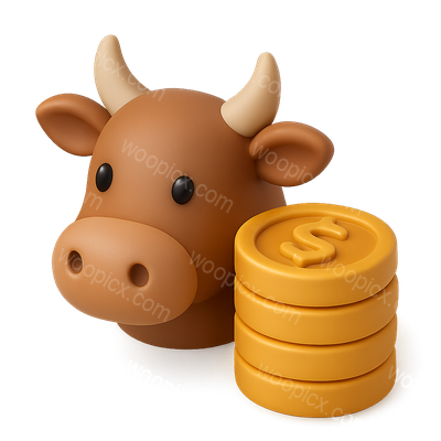 3D Cattle Icon with Coins for Wealth Representation