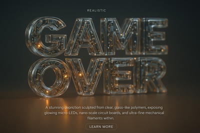 Hyperrealistic Game Over Sculpture with LED Details