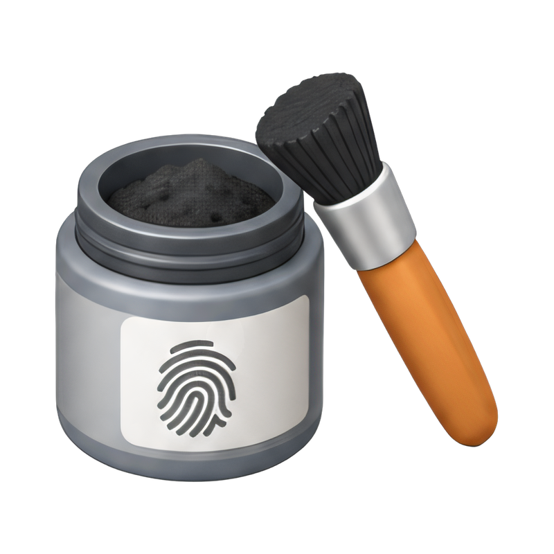 Fingerprint powder jar and brush