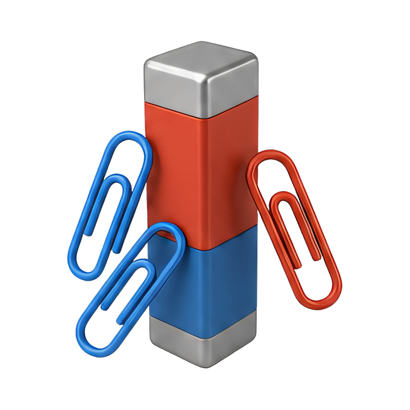 colorful paper clips on magnet