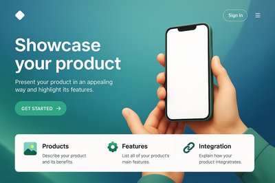 Green Phone Presentation Landing Page Design Concept