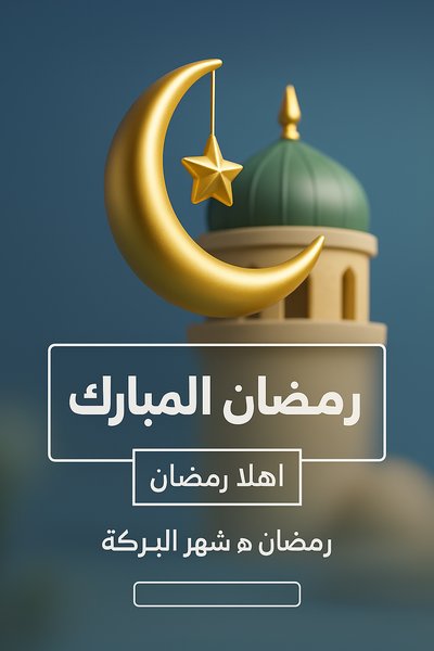 Ramadan Kareem 3D Design with Arabic Text Elements