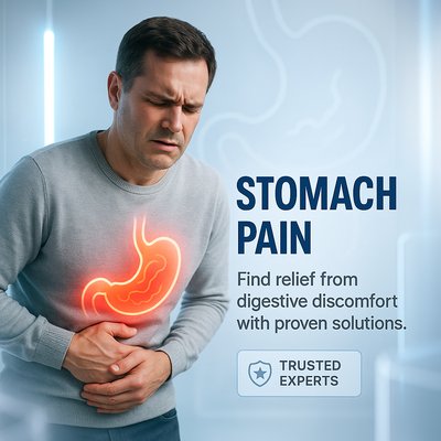 Health Awareness Graphic Featuring Digestive Discomfort
