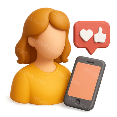 3D Icon of a Social Media Influencer with Phone