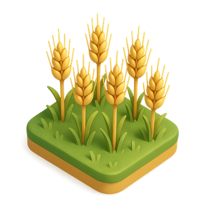 3D Icon of Barley Field with Isometric View