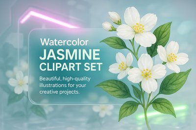 Beautiful Watercolor Jasmine Clipart Set for Creative Projects