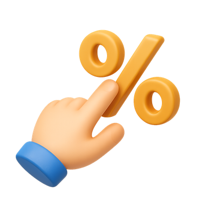 3D Percentage Icon with Hand Interaction
