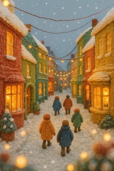 Cozy Winter Scene in Brighton with Knitted Textures