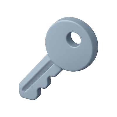 Simple 3D Key Icon for Security Representation