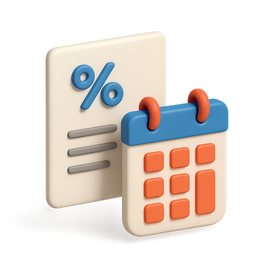 Stylish 3D Report Icon with Calendar and Percentage Symbol