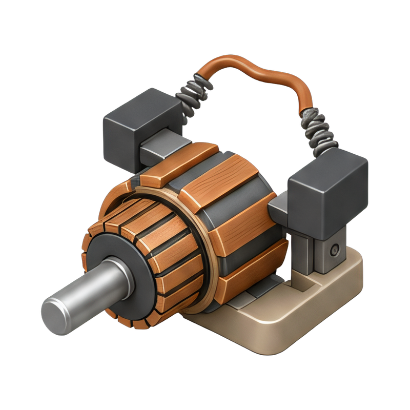 commutator with carbon brushes