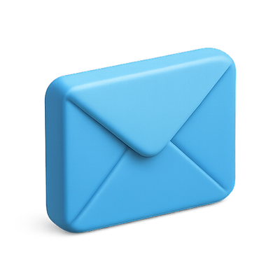 3D Blue Envelope Icon for Communication