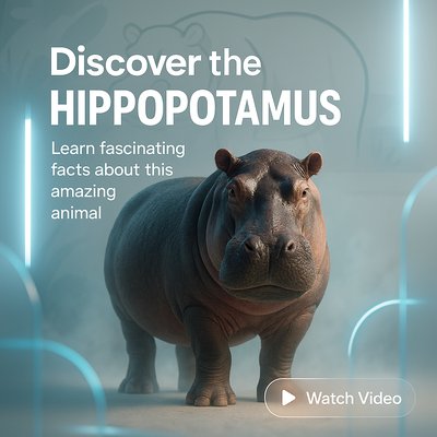 Informative Visual Post About Hippos with 3D Design