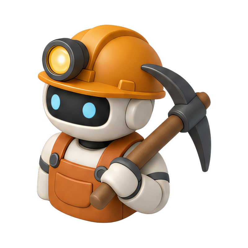 robot miner with helmet and lamp