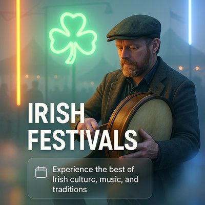 Promotional Image for Irish Festivals Featuring Music and Culture