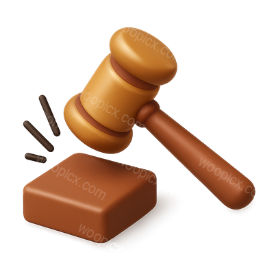 3D Gavel Icon with Striking Block in Isometric View