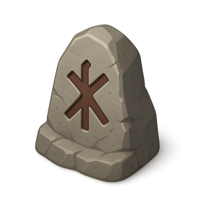 3D Viking Rune Stone Icon in Isometric View