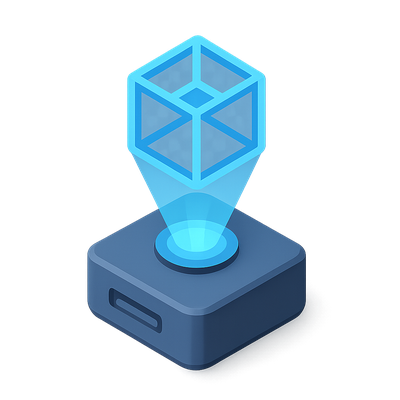 3D Hologram Icon with Transparent Background and Isometric View
