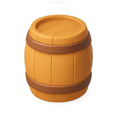 3D Render of a Wooden Barrel Icon