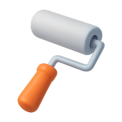 Illustration of a Paint Roller with a Vibrant Handle