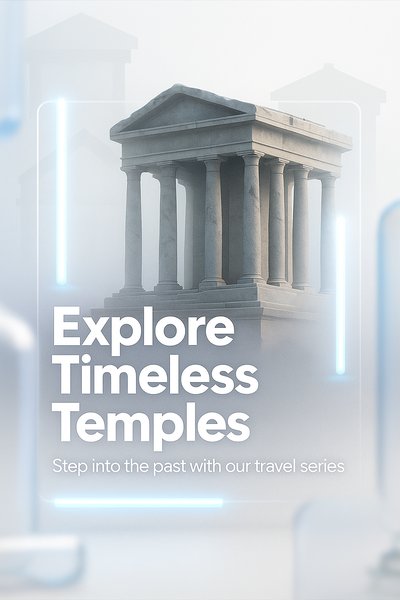 Neon Temple Design for Travel Series Carousel Slide