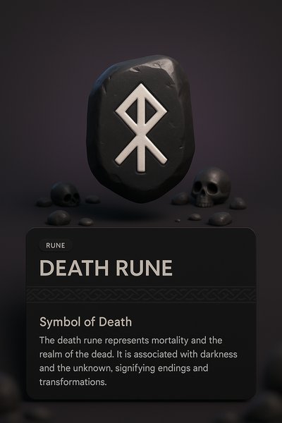 3D Illustration of Death Rune with Integrated Design Elements
