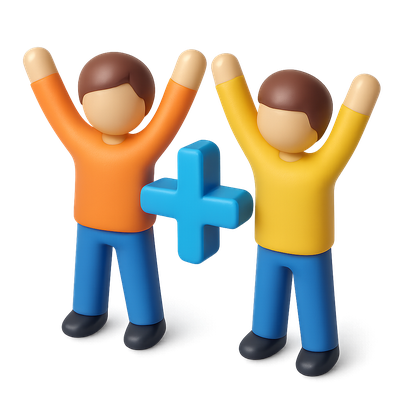Colorful 3D Icon of Celebration with Two Figures