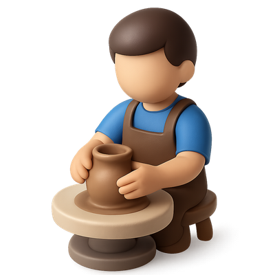 3D Icon of a Potter at the Wheel in Isometric View
