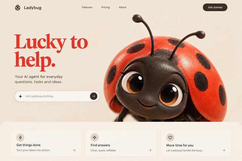 AI agent landing page design