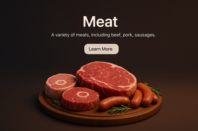 Realistic 3D Meat Scene with Dark Gradient Background