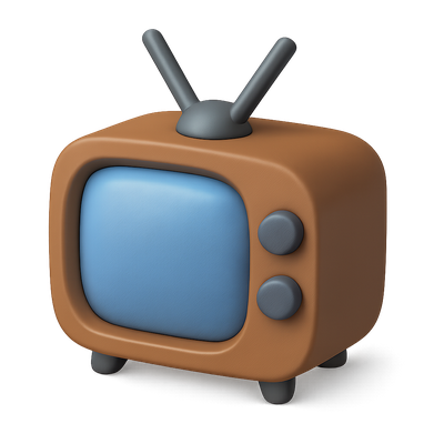 3D Television Icon with Isometric Design and Volumetric Feel