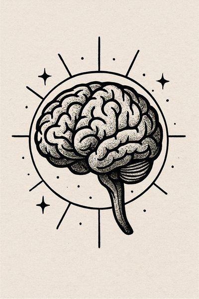 Artistic illustration of a brain with cosmic elements