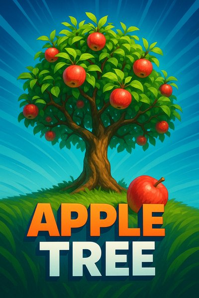 Dynamic Apple Tree Illustration with Bold Design Elements