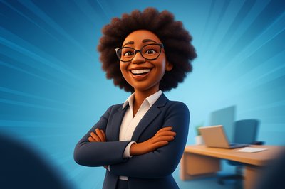 Confident Business Leader in Dynamic Office Setting