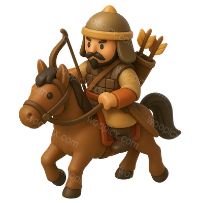 3D Mongol Horseman Icon with Isometric View