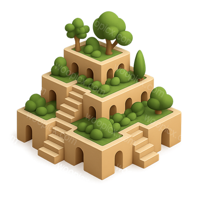 3D Icon of Babylonian Hanging Gardens with Isometric View