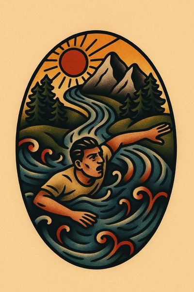 Struggling Against the Current Tattoo Design