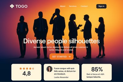 Modern Landing Page Design with Diverse Silhouettes