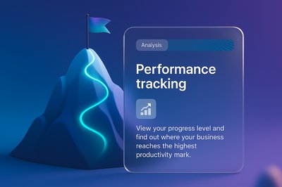 Pathway to Success: 3D Mountain Illustration with Performance Tracking