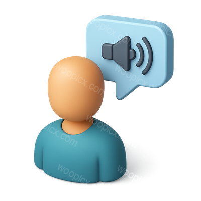 3D Customer Voice Icon with Speaker Symbol