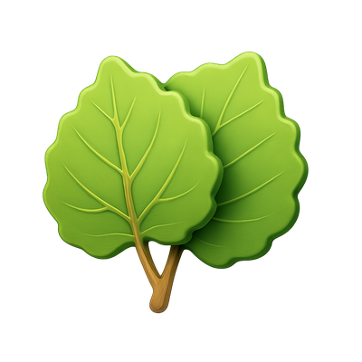 3D Icon of Aspen Leaves with Volumetric Style