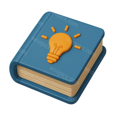 3D Icon of a Knowledge Book with Lightbulb Design