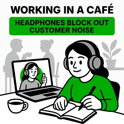 Illustration of Remote Work in a Café Setting
