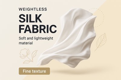 Elegant Silk Fabric Display with Modern Typography