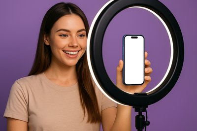 Content Creator with Phone in Ring Light Setup