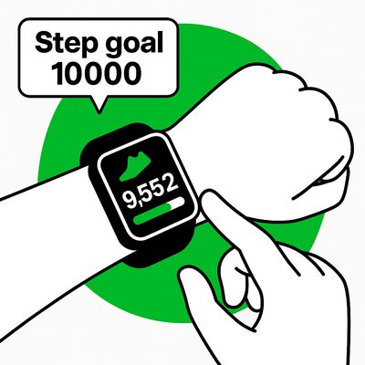 Fitness Tracker Interface Illustration with Step Count