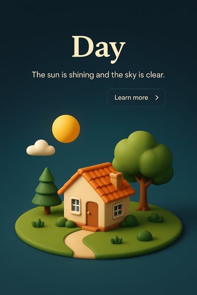 Charming 3D Scene of a Sunny Day with House and Nature