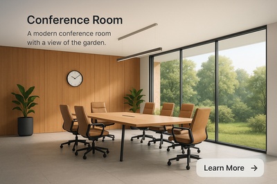 Modern Conference Room with Garden View and Elegant Design