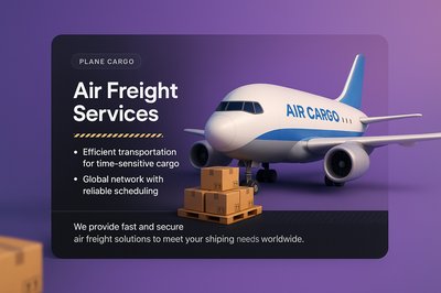 3D Illustration of a Cargo Plane with Service Details